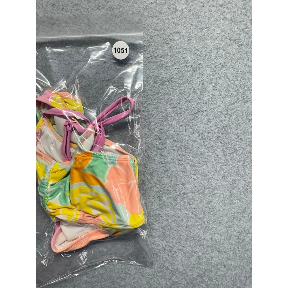 Cat & Jack Girls Tropical Floral Cutout One Piece Swimsuit Multicolor Size M‎ 8